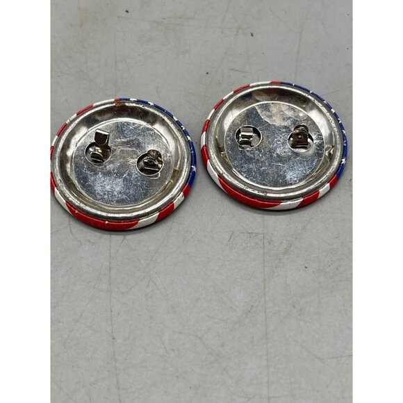 set of 2 American flag smile face red white blue pins without pin back  READ - Picture 3 of 5